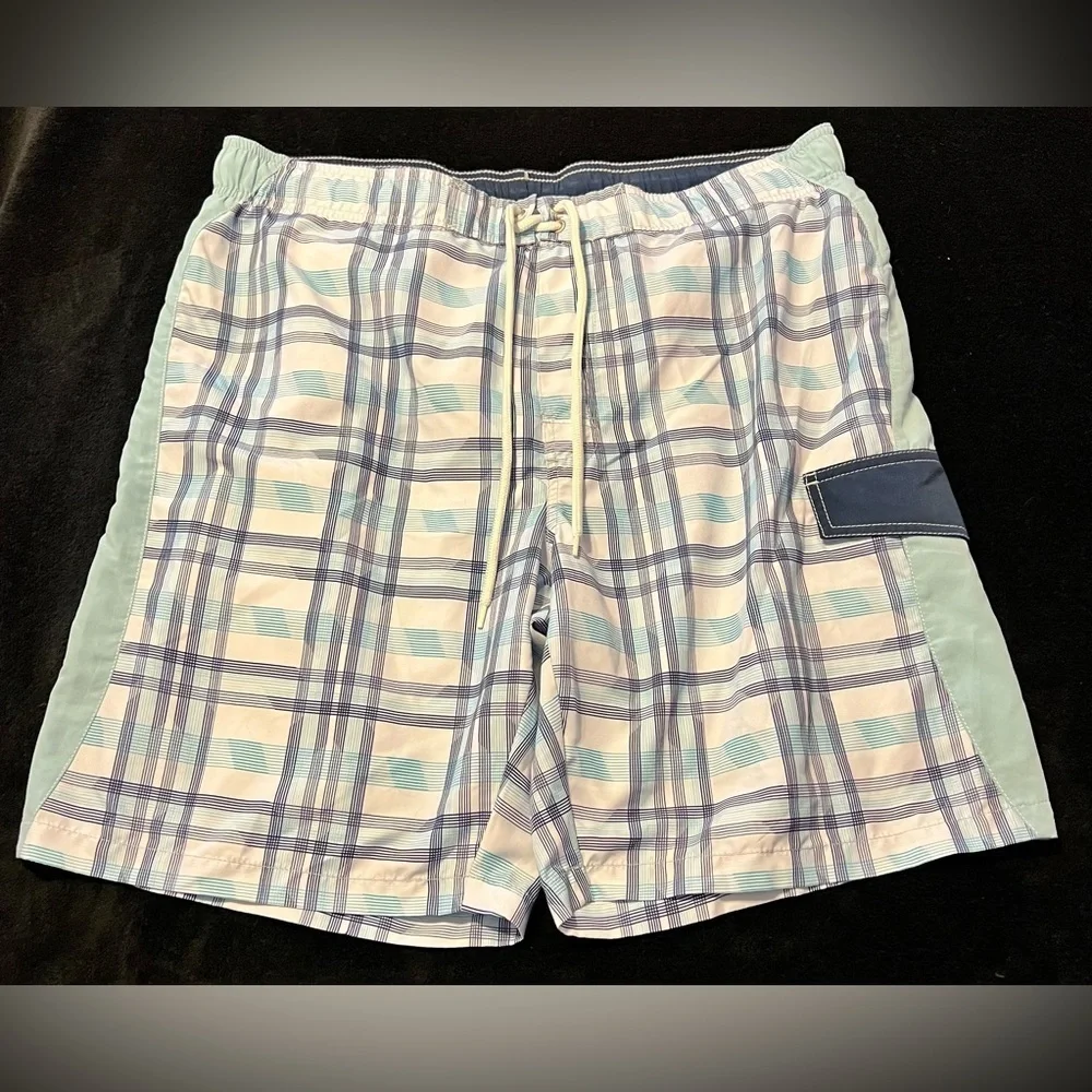 EUC Sonoma Plaid Swim Shorts with Pocket Men’s Large & drawstring waist